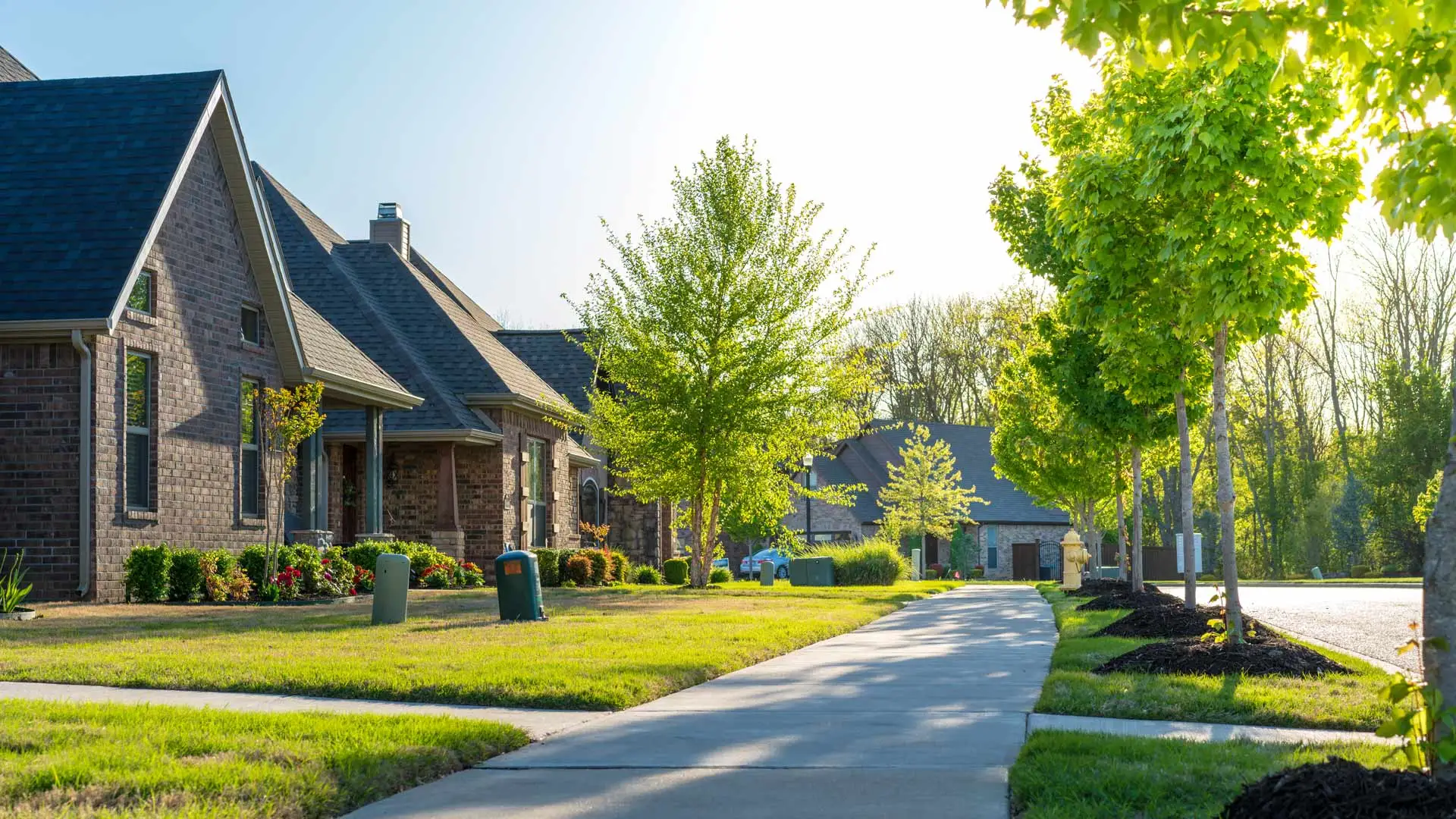 Sidewalk view of a neighborhood in Indian Trail, NC.