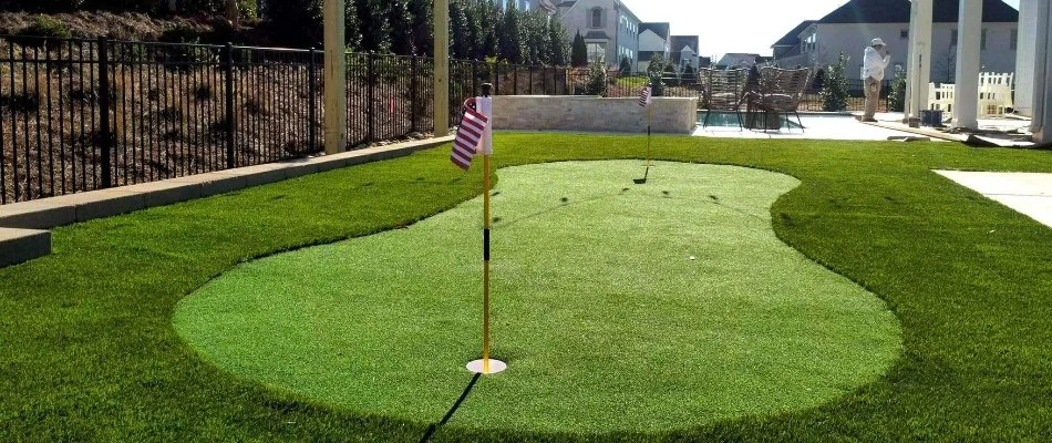 Artificial turf used as putting greens in Matthews, NC.