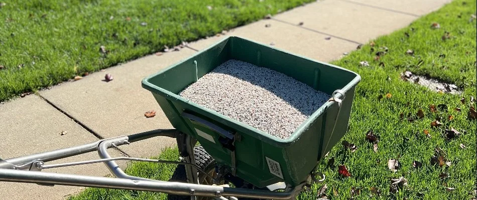 Granular fertilizer for a lawn in Matthews, NC.