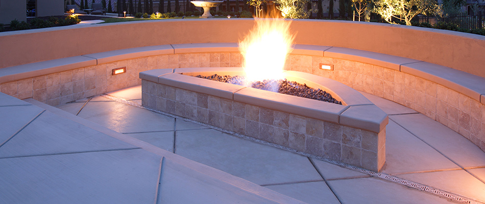 Stunning custom fire pit of a very modern, sleek design in Matthews, NC.