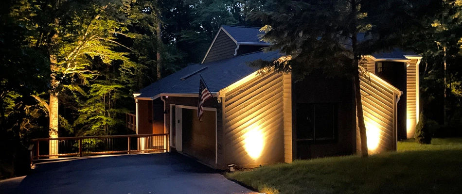 Landscape lights installed for property in Monroe, NC.