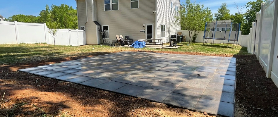 Patio hardscape built for backyard in Indian Trail, NC.