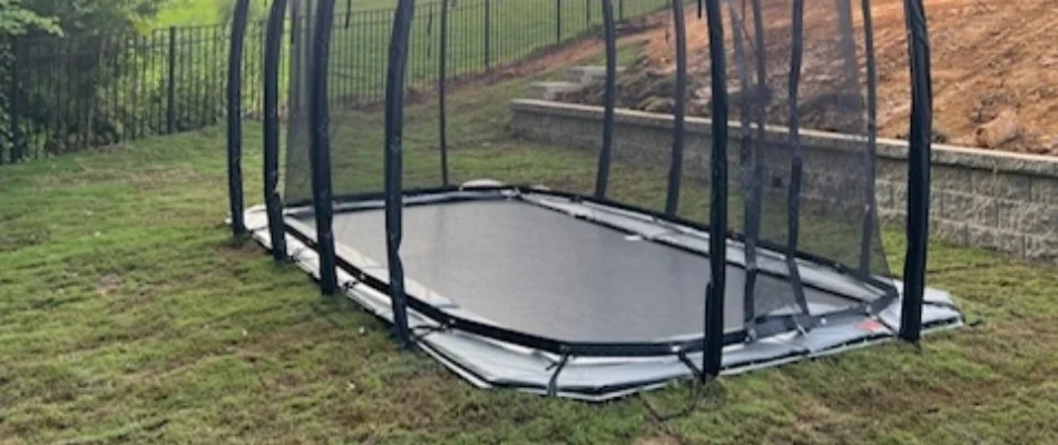 Rectangular in-ground trampoline in Matthews, NC.